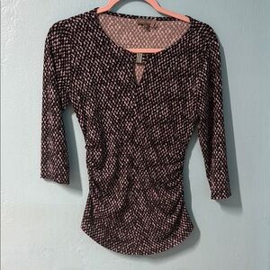 Vince Camuto Black and Gray Fitted Ruched Blouse#70